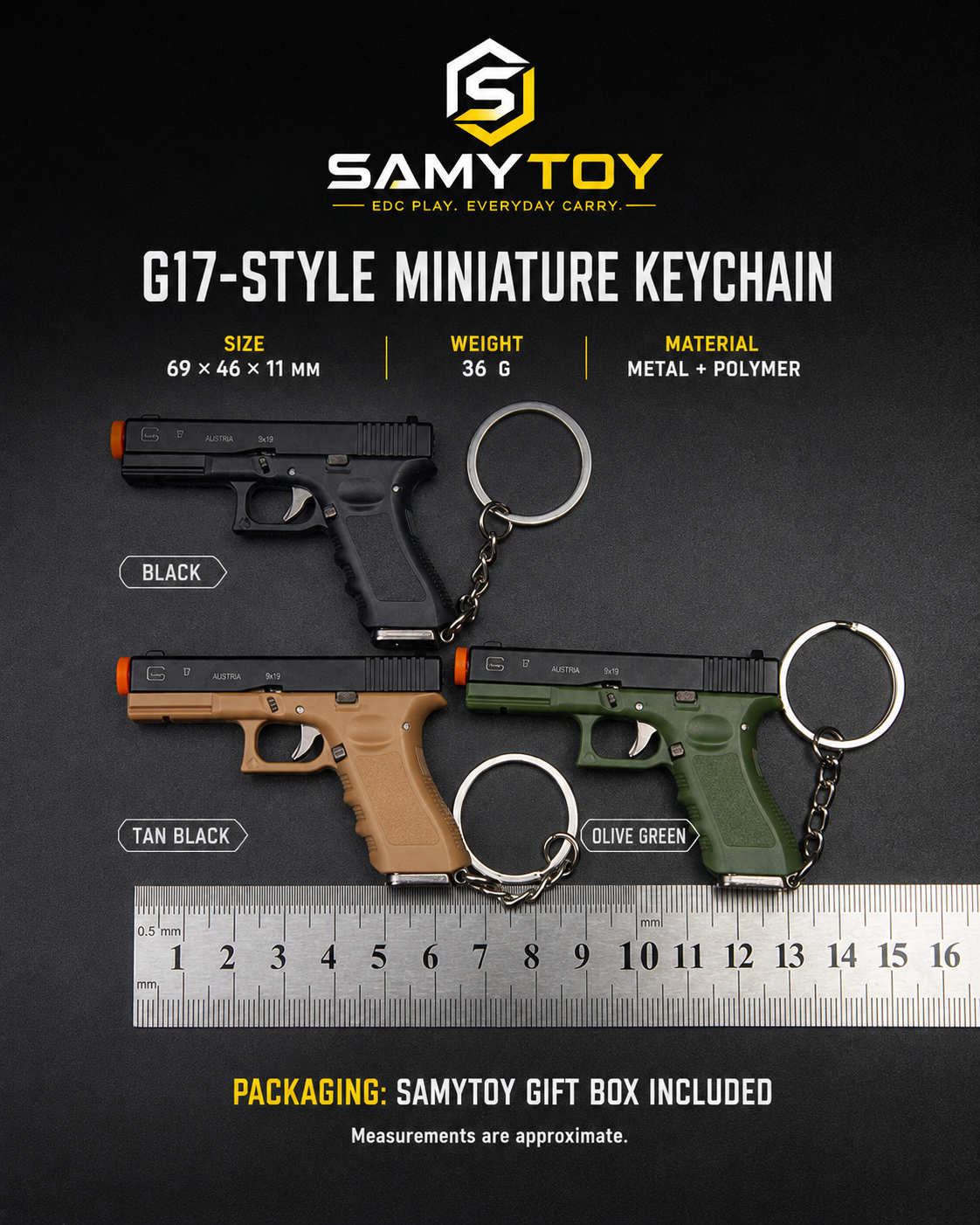 SAMYTOY™ Glock 17 Ejection Detachable Keychain